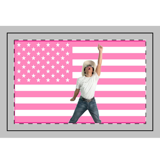 Handheld Whitewashed Asian "CLUBBING" Flag (Pink)