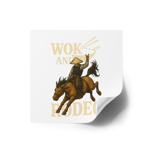 Whitewashed Asian "Wok and Rodeo" Premium Vinyl Sticker
