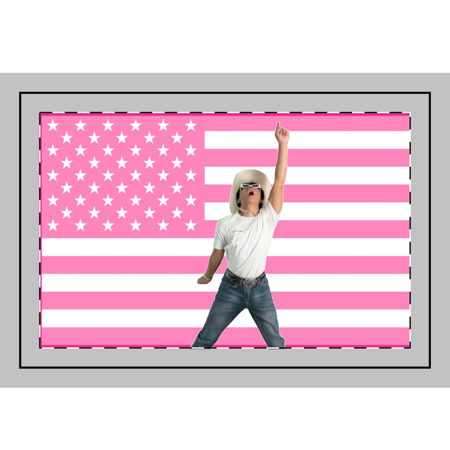 Handheld Whitewashed Asian "CLUBBING" Flag (Pink)