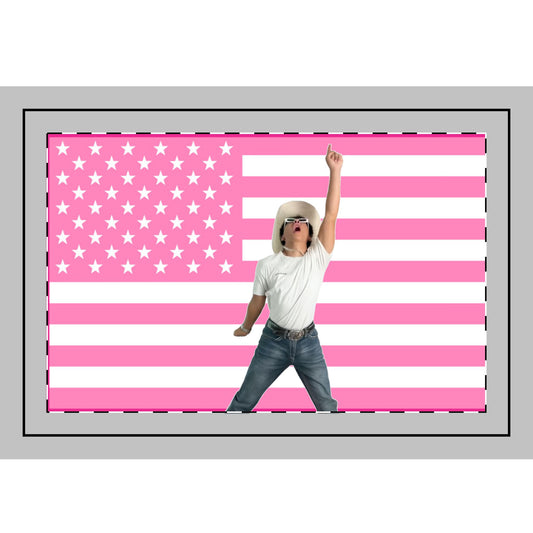 Handheld Whitewashed Asian "CLUBBING" Flag (Pink)