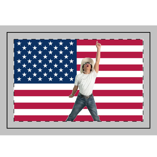 Handheld Whitewashed Asian "CLUBBING" Flag (Red, White, Blue)