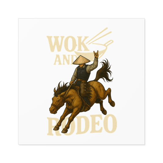 Whitewashed Asian "Wok and Rodeo" Premium Vinyl Sticker